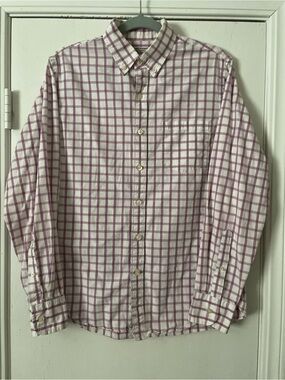 Vintage J. Crew Pink and White Plaid Button-Down Shirt